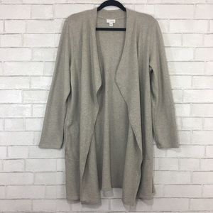 PURE JILL Tan Open Front Long Cardigan
